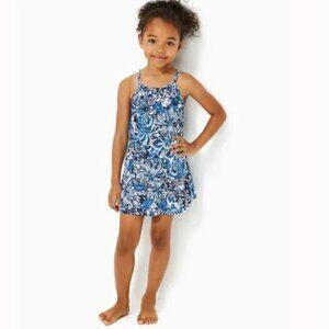 Lilly Pulitzer girls mini Lora dress in low tide navy pandarama sizes XL NWT